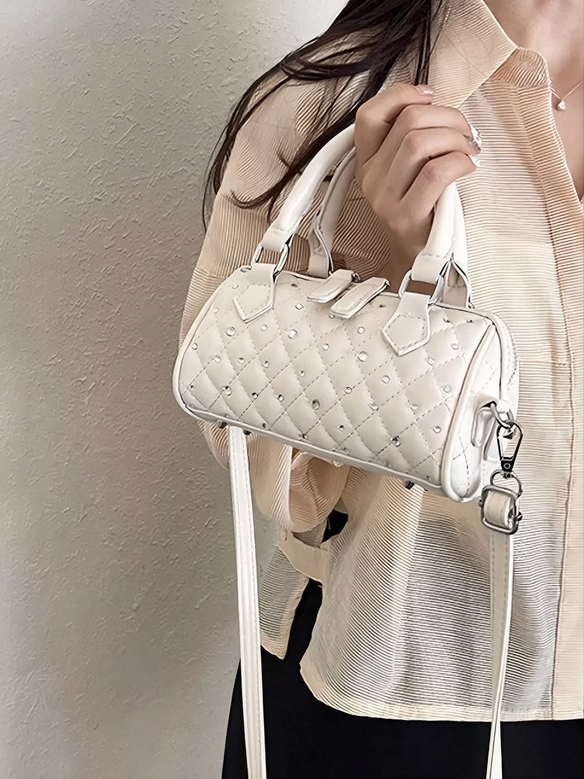 Quilted Barrel Handbag